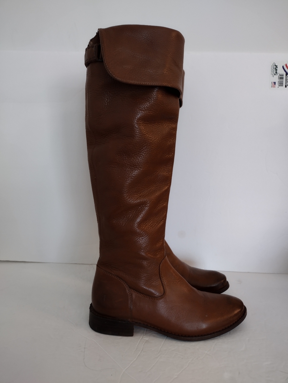 Frye Shirley Over The Knees Boots Size 7.5 Brown Leather Thigh High Fold Over - Picture 7 of 16